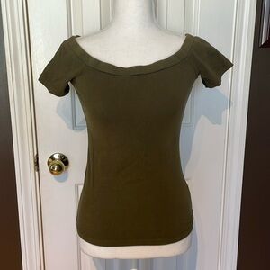 Ambience Army Green Scooped Neck Top